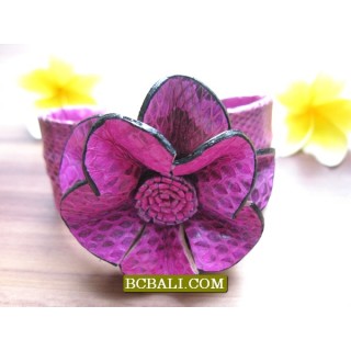 Genuine Leather Snake Bracelets Flower 